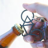 Bicycle keychain bottle opener
