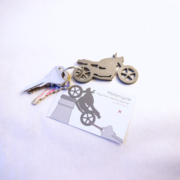 Motorcycle keychain bottle opener